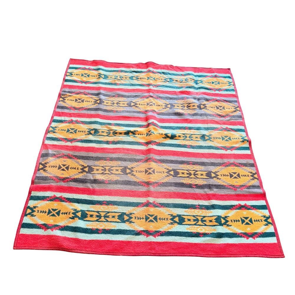 Vintage 80s/90s Pendleton Style Owens Aztec Navajo Blanket 78x74